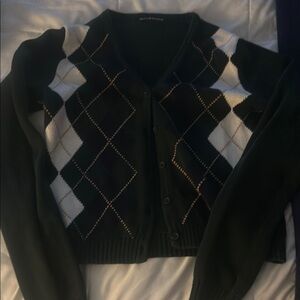 Brandy Melville Argyle Cardigan - Black and White